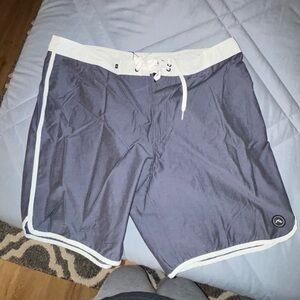 Rusty Brand Gray Board Shorts with White Trim